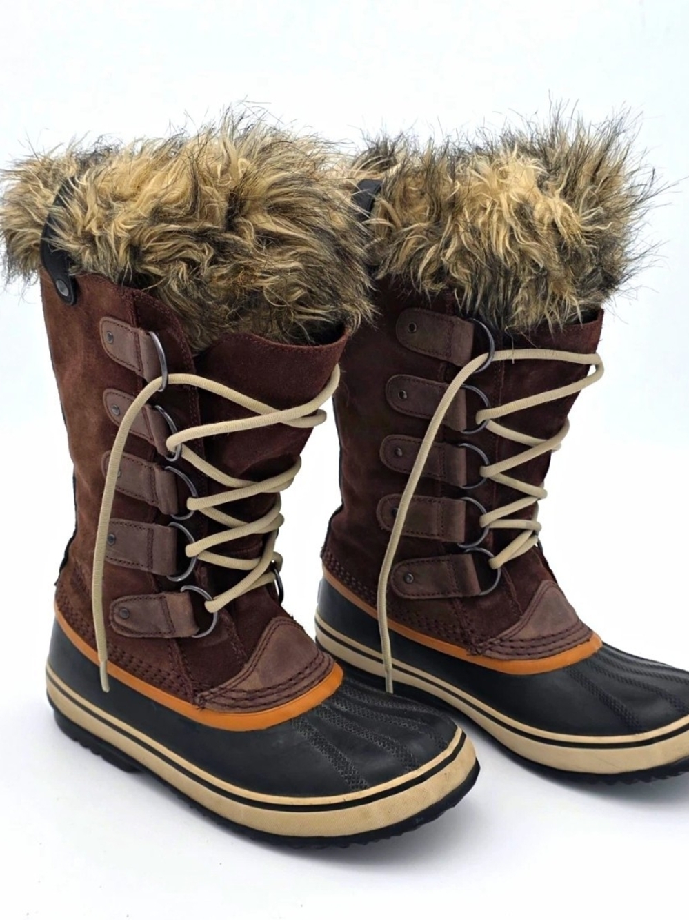 SOREL Joan of Arctic Waterproof Winter Boots Brown Faux Fur Women’s Size 8